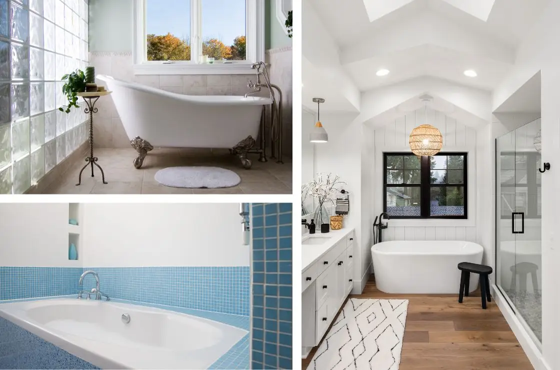 bathtub remodel trends - pictures of three different bathroom and bathtub deigns